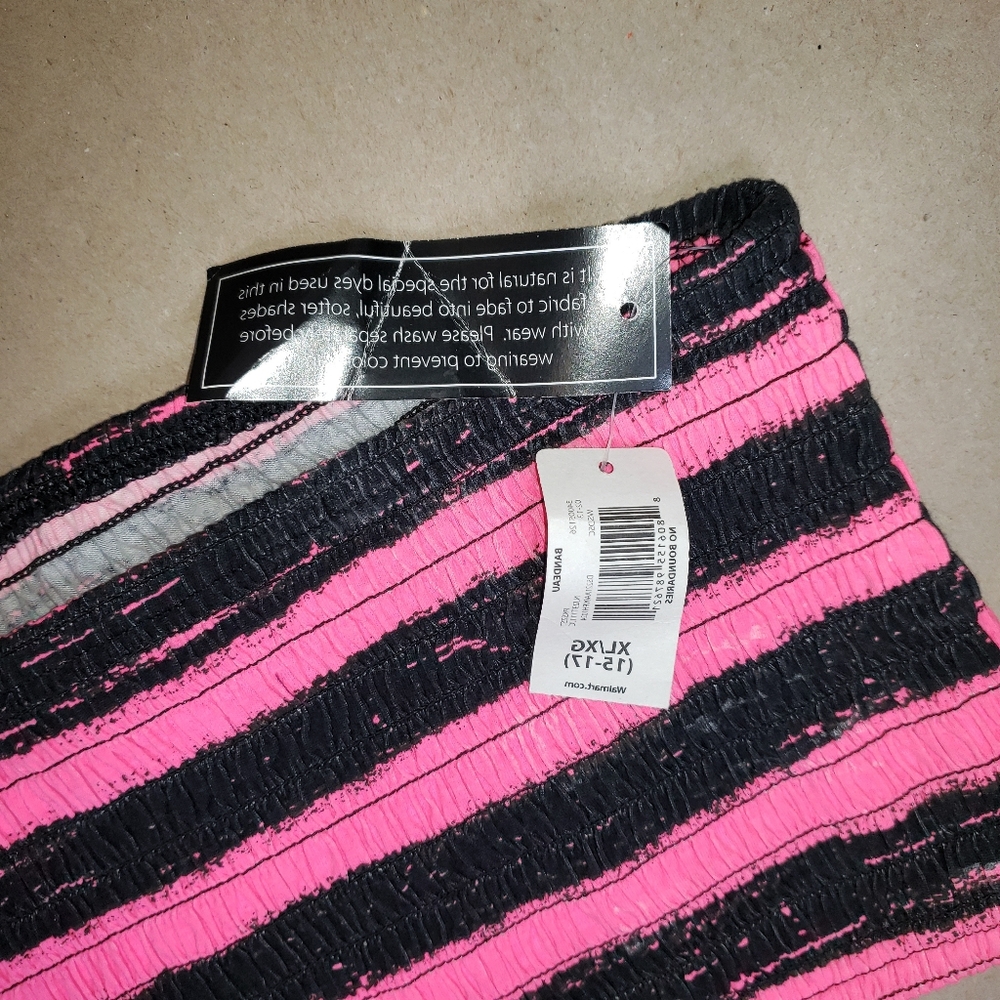 NEW NEON HOT PINK BLACK STRIPED TUBE TOP JUNIOR'S SIZE XL - Picture 6 of 8